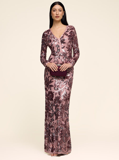 Floral Sequin Gown