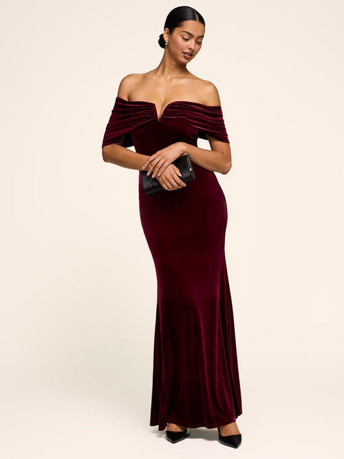 Off-The-Shoulder Velvet Gown