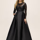 Black Sequin Mesh Ballgown with Satin Twill Skirt - Woman Wearing Floor-Length Evening Dress - Le Chateau