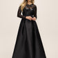 Black Sequin Mesh Ballgown with Satin Twill Skirt - Woman Wearing Floor-Length Evening Dress - Le Chateau
