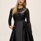Black Sequin Mesh Ballgown with Satin Twill Skirt - Woman Wearing Floor-Length Evening Dress - Le Chateau