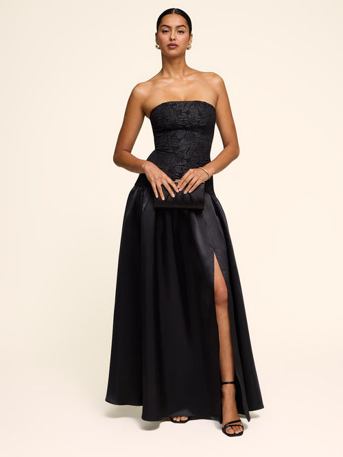 Strapless Drop Waist Gown
