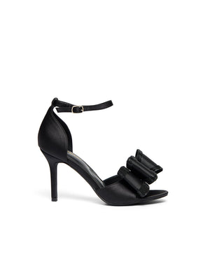 Satin High Heel With Bow Black