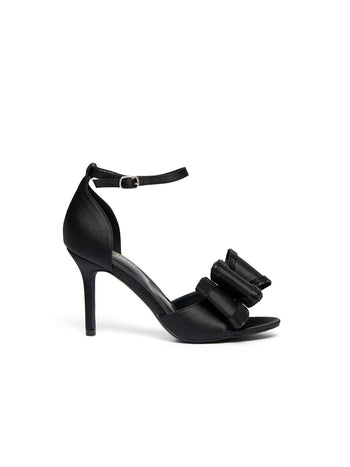 Satin High Heel With Bow Black