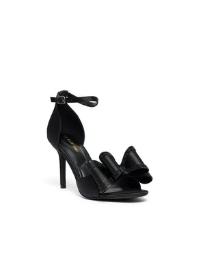 Satin High Heel With Bow Black