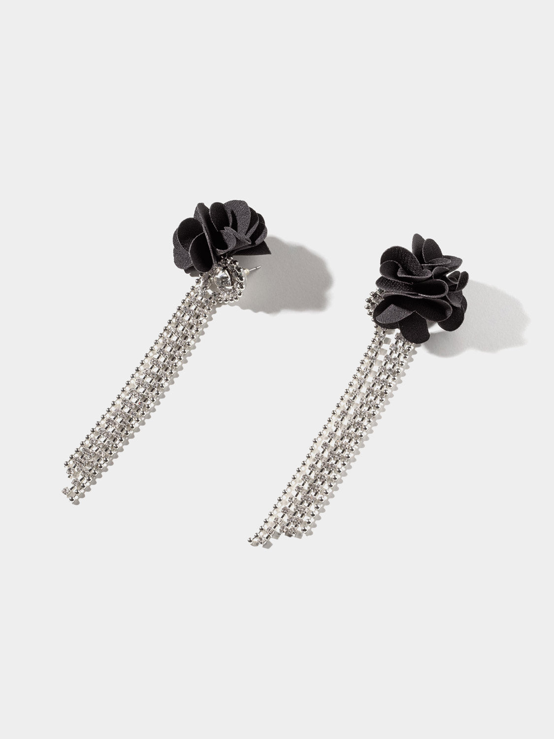 Long Jewelled Earring With Flower Detail