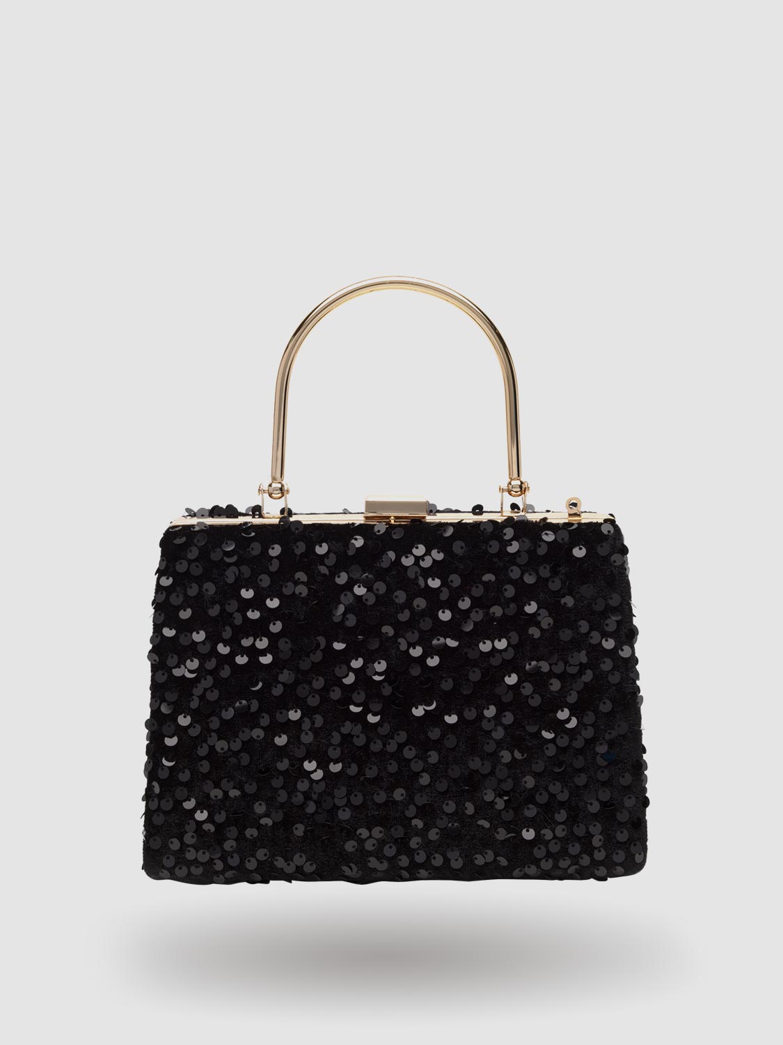 Sequined Minaudiere With Top Handle