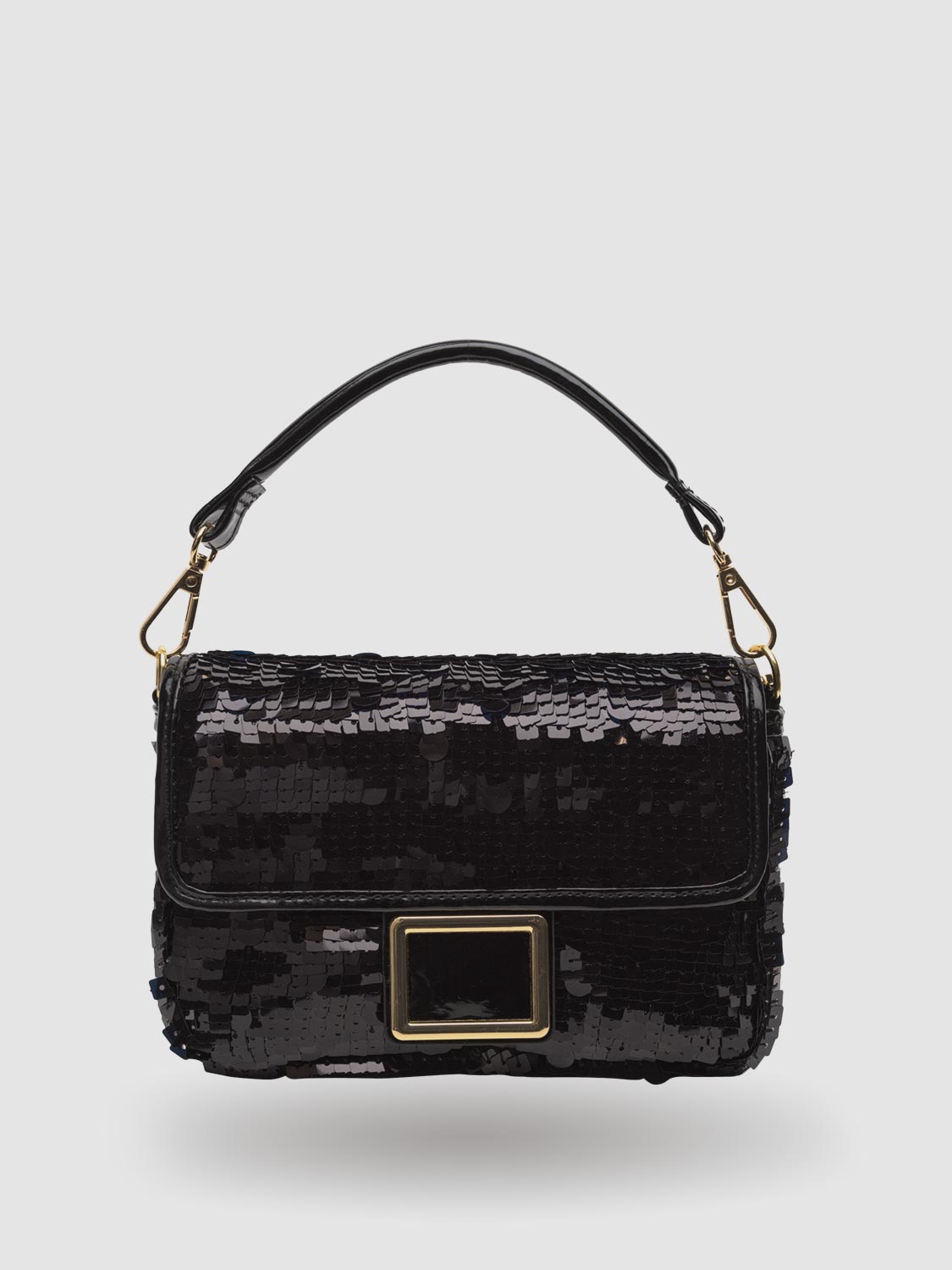 Sequined Flapover Handle Bag