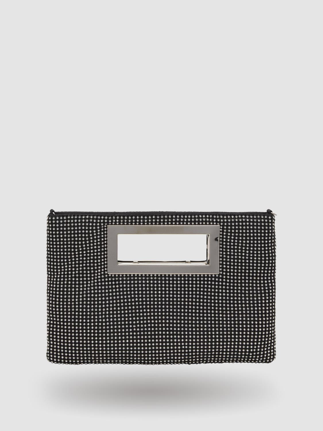 Jewelled Frame Clutch With Metal Handle