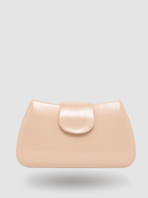 Patent Leather Bag With Flapover Closure Sand