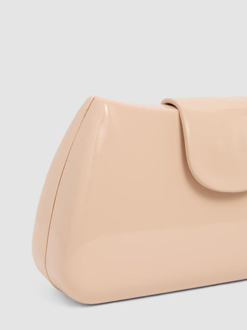 Patent Leather Bag With Flapover Closure Sand