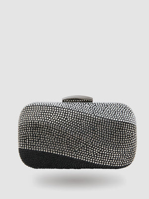 Rhinestone Minaudiere With Jewelled Top Closure Black