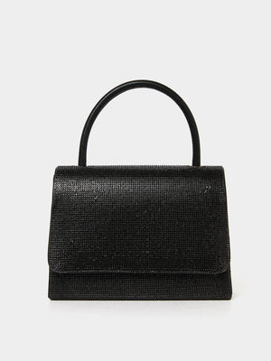 Jewelled Flapover Handbag Black