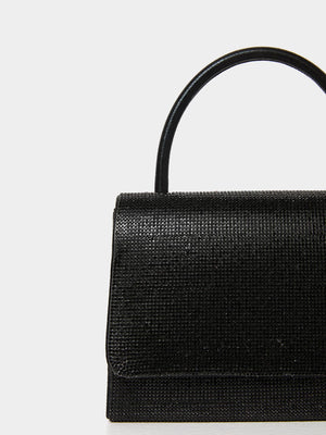 Jewelled Flapover Handbag Black