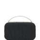 Black Woven Pleated Lurex Bag with Metal Top Handle - Evening Accessory with Shimmer Detail - Le Chateau