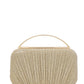 Gold Woven Pleated Lurex Bag with Metal Top Handle - Evening Accessory with Shimmer Detail - Le Chateau