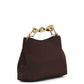 Sac en satin tissé avec poignée en métal doré