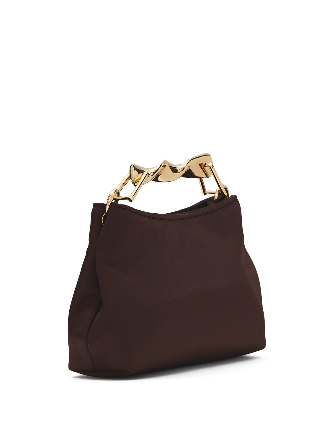 Sac en satin tissé avec poignée en métal doré