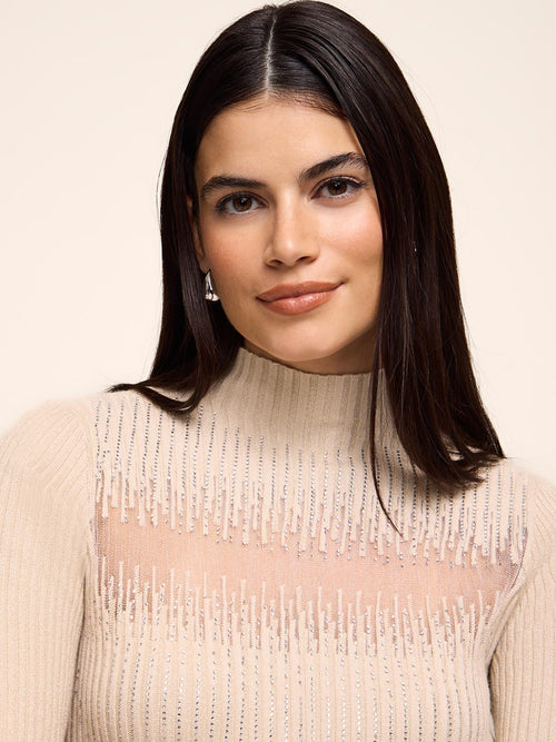Mock Neck Ribbed Sweater