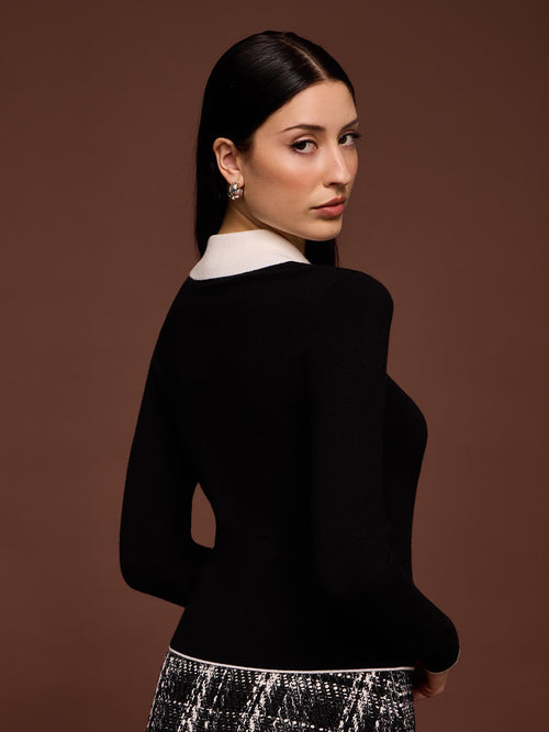 Chandail polo boutonné à volants