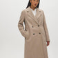Latte Double-Breasted Faux Wool Coat - Front View - Suzy Shier
