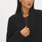 Mid Grey Melange Single-Breasted Faux Wool Coat - Collar Detail - Suzy Shier