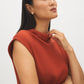 Arabian Spice Sleeveless Mock Neck Boxy Sweater Top - Close-up Fabric Detail - Suzy Shier