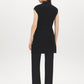 Black Sleeveless Ribbed Sweater Vest with Tie - Back View - Suzy Shier