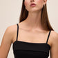 Black/White Knit Crepe Midi Sheath Dress - Close-up Neckline Detail - Le Chateau