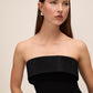 Black Knit Crepe Midi Sheath Dress - Close-up Embellished Band Detail - Le Chateau