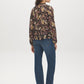 Black Paisley Mock Neck Top with Ruffle Hem - Back View - Suzy Shier