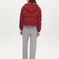 Lipstick Short Puffer Jacket with Hood - Back View - Suzy Shier
