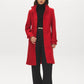 Red Faux Wool Funnel Neck Coat with Wrap Belt - Collar Detail - Suzy Shier