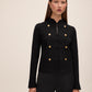 Black Military Style Knit Cardigan - Woman Wearing Structured Knit Cardigan - Le Chateau