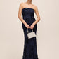 Dark Sapphire Strapless Mermaid Hem Gown - Woman Wearing Formal Evening Dress - Le Chateau