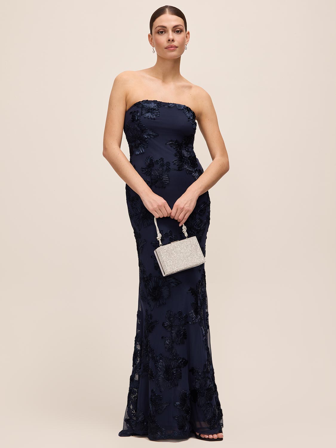 Dark Sapphire Strapless Mermaid Hem Gown - Woman Wearing Formal Evening Dress - Le Chateau