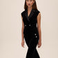 Black Tuxedo Velour Vest with Crystal Buttons - Front View - Le Chateau