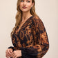 Dijon/Black Paisley Crossover Midi Dress - Side Profile View - Le Chateau