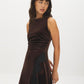 Milk Chocolate Velour Midi Dress with Lace Trim - Front View - Suzy Shier