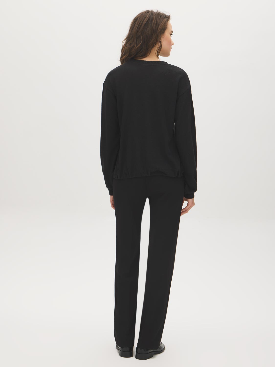 Jet Black Sequin Bow Detail Knit Top - Back View - Suzy Shier
