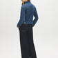 Dark Wash Drop Shoulder Denim Jacket - Back View - Suzy Shier