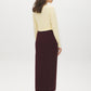 Bruised Burgundy Melange Ribbed Knit Sweater Skirt with Side Slit - Back View - Suzy Shier