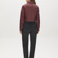 Merlot Vegan Leather Shorts with Front Zipper - Back View - Suzy Shier