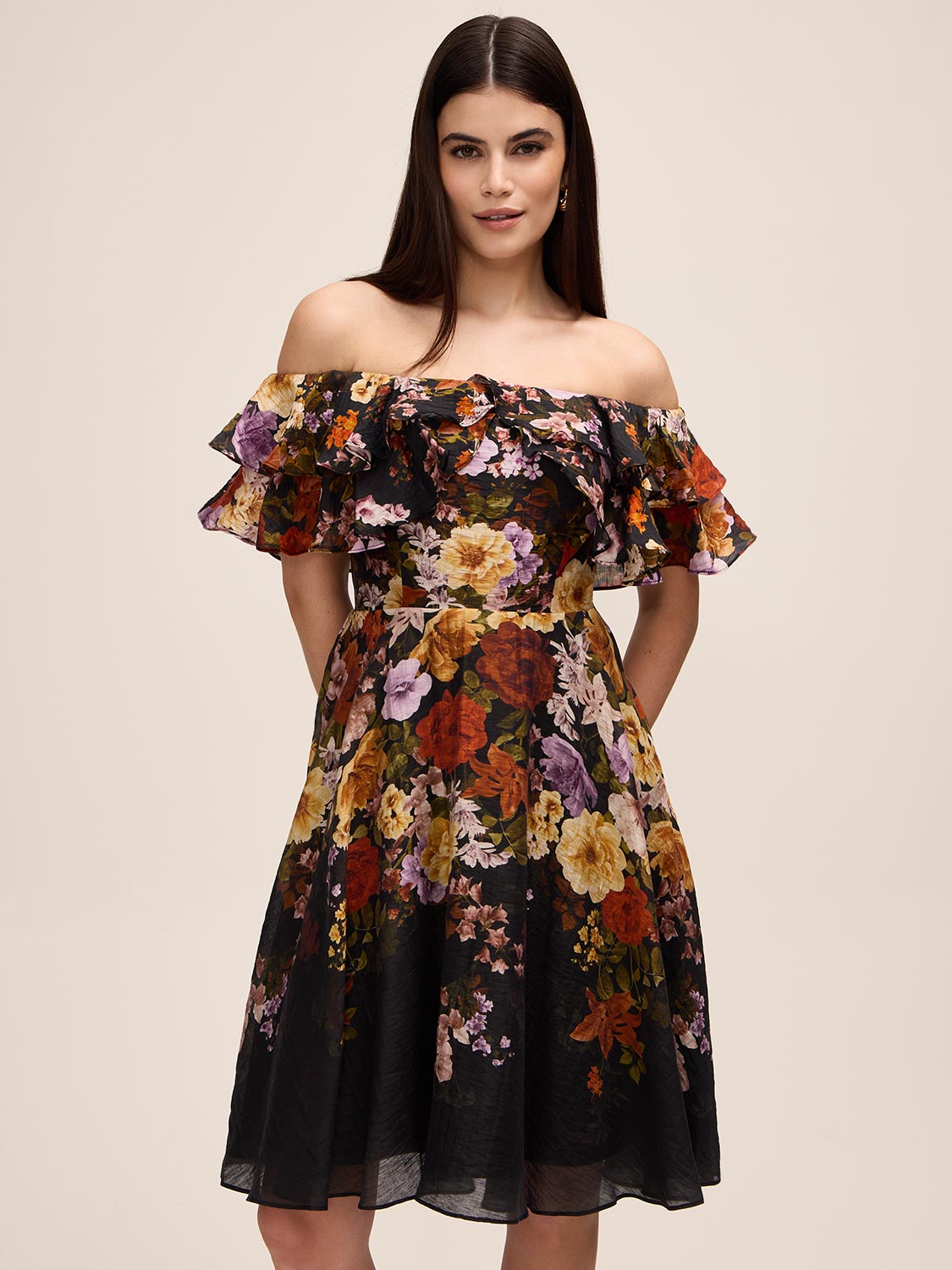 le chateau off the shoulder dress Off-The-Shoulder Floral Dress