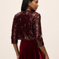 Burgundy 3D Sequin Floral Long Sleeve Bolero - Back View - Le Chateau