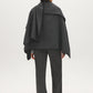 Grey Melange Woven Cape with Contrast Scarf - Back View - Suzy Shier