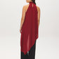 Lipstick Asymmetrical Mesh Halter Top - Back View - Suzy Shier