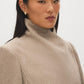 Taupe Melange Asymmetrical Zip Faux Wool Coat - Close-up Side View - Suzy Shier