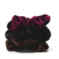 Multi-Color Velour Scrunchies Set - Black, Burgundy, Brown - Suzy Shier