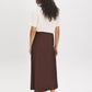 Milk Chocolate Satin Bias-Cut Pull-On Skirt - Back View - Suzy Shier